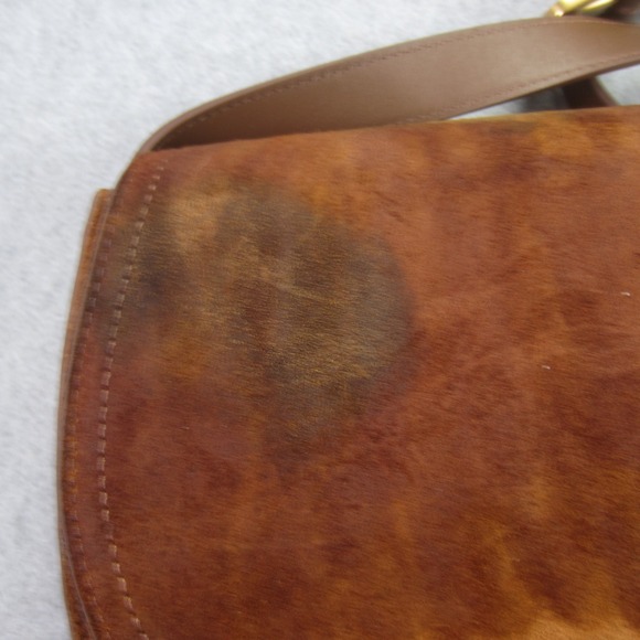 Quince Bag Brown Cow Suede Leather Trim‎ Saddle Crossbody Adjustable Strap - Picture 12 of 15